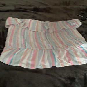 Cute crop top pink baby blue white stripes